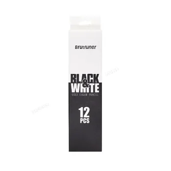 12-2шт Черно-белых цветных карандаша -Несмываемые цветные карандаши для рисования на масляной основе, деревянные цветные карандаши для художников и начинающих художников 5
