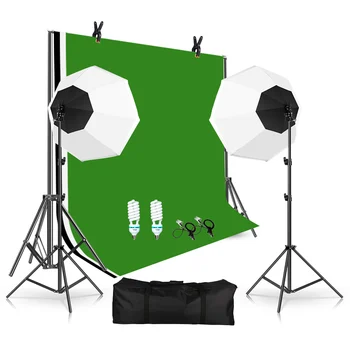 2,6 М x 3 м Система Поддержки Фона Фото-Видео Студийный Комплект Света 5500 К Восьмиугольная Софтбокс Комплект Непрерывного Освещения для Фотостудии
