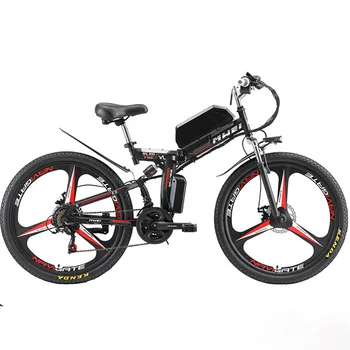 26-дюймовый Складной Электрический горный велосипед с рамой из высокоуглеродистой стали, литиевая батарея, велосипед с передним и задним механическим дисковым тормозом