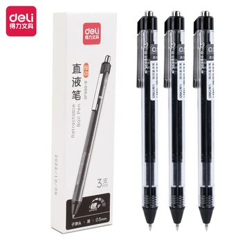 3шт DELI SF888-B Прямая Жидкая Нейтральная ручка 0,5 мм Черные Чернила Школьные Канцелярские Принадлежности