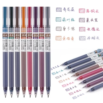 8 шт. Набор цветных гелевых ручек большой емкости Kawaii 0,5 мм металлическая/винтажная шариковая ручка для журнала, милые школьные принадлежности
