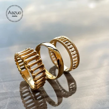 Aazuo Fine Jewelry18K Чистое Желтое Золото Без Камней Ins Stype Крутое Золотое Кольцо Подарок Для Женщин Роскошное Обручальное Halo anillos mujer