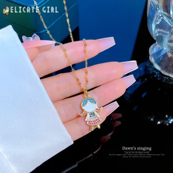 DIEYURO из нержавеющей Стали 316L, разноцветные Стразы, ожерелье с подвеской для маленькой девочки, Трендовая Женская цепочка на ключицы, ювелирные подарки 2