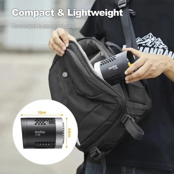 Godox ML30 COB LED Light 5600K Портативный пульт дистанционного управления с приложением 12 Эффектов Двойной источник питания Ручная ручка для видеоблога в прямом эфире 1