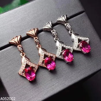 KJJEAXCMY изысканные ювелирные изделия натуральный розовый топаз из стерлингового серебра 925 пробы, женские серьги, новые заклепки для ушей, тест на поддержку моды 0