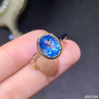 KJJEAXCMY изысканные ювелирные изделия из стерлингового серебра 925 пробы, инкрустированное натуральным голубым топазом кольцо, винтажное женское кольцо с драгоценным камнем, подарок на день рождения для девушки