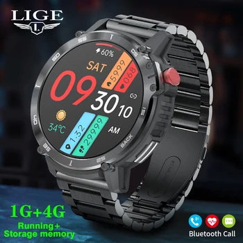 LIGE Bluetooth Вызов Умные Часы Мужские HD Экран Спортивный Браслет с частотой сердечных сокращений IP68 Водонепроницаемый Браслет 4 ГБ Большой памяти Умные Часы