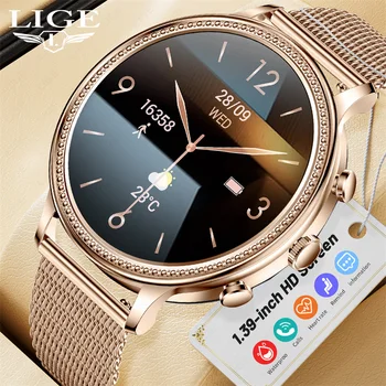 LIGE Новые Смарт-часы Для Мужчин С Bluetooth-Вызовом, Водонепроницаемый Модный Монитор артериального Давления, Спортивные Фитнес-Женские Умные Часы Для Android iOS