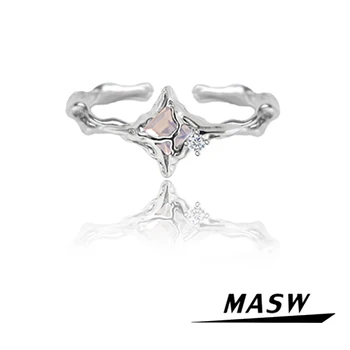 MASW Оригинальный дизайн Нежные кольца в виде звездочек Красивые ювелирные изделия Senior Sense Высококачественные Кольца из медного стекла с регулировкой для женщин