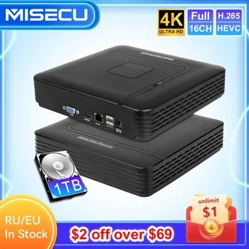 MISECU H.265 + Мини CCTV NVR 16CH Full HD 8MP 4K/5M/4M/3M/1080P Видеорегистратор С Обнаружением Движения P2P Для IP-камеры Системы Безопасности