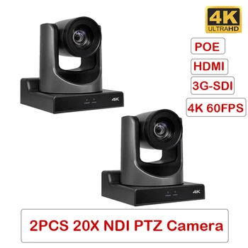 SMTAV 2ШТ NDI 4K Ultra HD 20-кратный Оптический Зум PTZ-Камера С 3G-SDI HDMI USB POE IP Потоковыми Выходами PTZ-Видеокамера Для Церкви