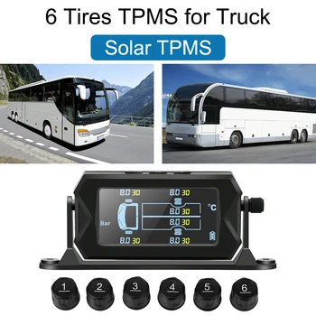 Беспроводная Солнечная Цифровая ЖК-сигнализация Система контроля давления в шинах с 6 внешними датчиками Car RV Truck TPMS 0