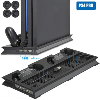 вертикальная подставка для охлаждения консоли PS4 PRO, 2 контроллера, зарядное устройство, док-станция для зарядки, 2 Вентилятора-охладителя, 3 КОНЦЕНТРАТОРА для Playstation 4 Pro