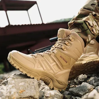 Военные ботинки с высоким берцем, зимняя уличная нескользящая походная обувь, удобные армейские ботинки для джунглей, износостойкая мужская обувь на шнуровке