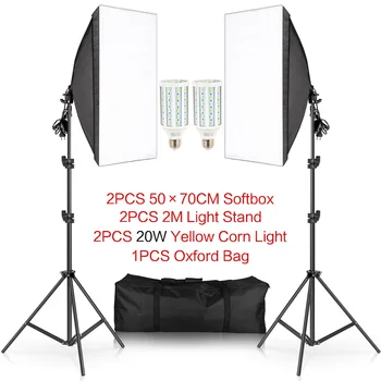 Комплект освещения для софтбокса Размером 50x70 см, система непрерывного освещения С 2-метровым штативом, фотографические лампы 5500K, оборудование для фотостудии 0