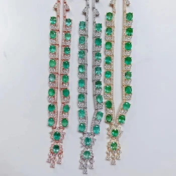 Лабораторное Изумрудное ожерелье из Стерлингового серебра 925 Пробы, Роскошные женские ювелирные изделия, сертификат на ношение, подарок для вечеринки