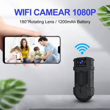 Мини-Камера на 180 ° Беспроводное подключение Wi-Fi Wifi Body Camera Мобильный Пульт Дистанционного Управления Поворотом на 180 Градусов Карманная Записывающая Видеокамера 2