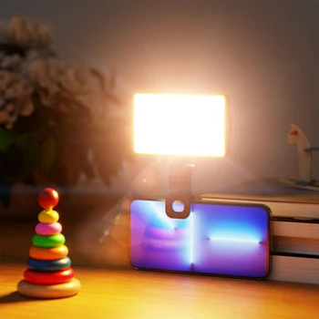 Мини-Клипса со светодиодной Подсветкой для Видеосъемки Компьютерный Планшет Телефон Конференц-свет 3200 K-5600 K с Регулируемой Яркостью, Встроенный аккумулятор для Прямой трансляции Селфи 5