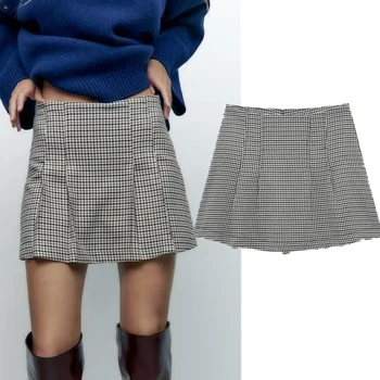 Мини-юбка Elmsk, Новая Женская юбка трапециевидной формы в британскую клетку с высокой талией, женские брюки-кюлоты на весну и лето 2023