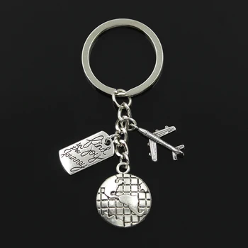 Модный 30-миллиметровый брелок для ключей, ювелирные изделия серебряного цвета, путешествия по миру, Находка радости в путешествии, подвеска в виде самолета