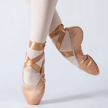 Мягкие танцевальные туфли Danza с раздельной подошвой для взрослых, женские балетки Sapatilha розового и телесного цвета