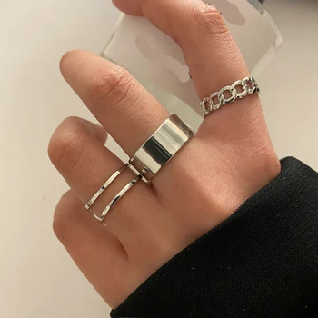 Новый набор колец-цепочек в стиле бохо, Обручальное кольцо из смолы для женщин, панк-Геоэмульсионное многослойное кольцо на палец, Ювелирный набор колец