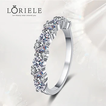 Обручальное кольцо LORIELE Moissanite Eternity с бриллиантом 3,08 карата, Серебряные кольца с платиновым покрытием для женщин, свадебные украшения