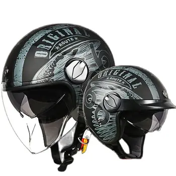 Оригинальный ретро-мотоциклетный шлем TORC T595 с двойными линзами и откидными полями, сертифицированный ЕЭК съемный мотоциклетный шлем