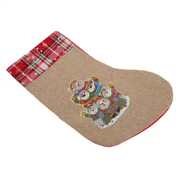 Рождественские носки своими руками с милым мультяшным рисунком, Рождественские носки со стразами, красивые Очаровательные для Рождественского украшения для