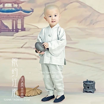 Серый Костюм Маленького Монаха Fo Shuo Buddha's Talk для мальчиков для фотосъемки или выступления на сцене