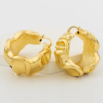 Серьги из Дубая, ювелирные изделия для женщин, Круглые серьги из золота 18 Карат, Свадебные Африканские позолоченные Аксессуары для ушей, повседневная одежда