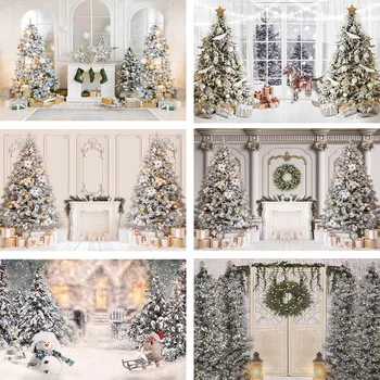 Фон для фотосъемки Mehofond, Зимнее Рождественское украшение, Рождественская елка в помещении, Снежный фон для портретной фотосъемки, Фотозона, фотосессия