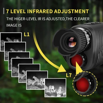 1080P HD ночного видения инфракрасный 5-кратный цифровой зум монокуляр охотничий бинокль открытый дневной и ночной двойного назначения полностью черный 300 метров 2
