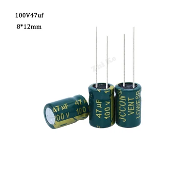 10шт 47 мкФ 100 В 8x12 мм 100V47uF Алюминиевый электролитический конденсатор для импульсного источника питания