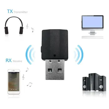 2 In1 Bluetooth 5.0 Аудиоприемник-передатчик, беспроводной адаптер Mini 3,5 мм AUX Стерео Bluetooth-передатчик для телевизора, ПК, автомобиля Double
