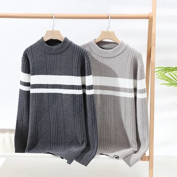 2023 Зимний теплый мужской свитер, утолщенный пуловер, Классический свитер с длинным рукавом, мужской повседневный свитер с круглым вырезом 68