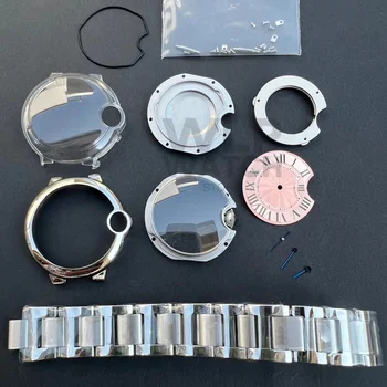 33 мм Корпус для часов V7 в Сборе, Розовый сапфировый циферблат, запеченные синие стрелки, нержавеющая сталь для механизма 2671, женские механические часы