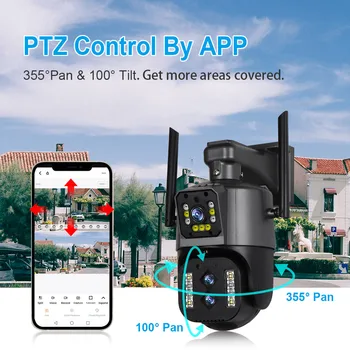 8MP 4K IP WiFi PTZ Камера Наружная С Двумя Объективами, Двойным Экраном, 10-Кратным Оптическим Зумом, Автоматическое Отслеживание CCTV Security Surveillance Cam Водонепроницаемый 2