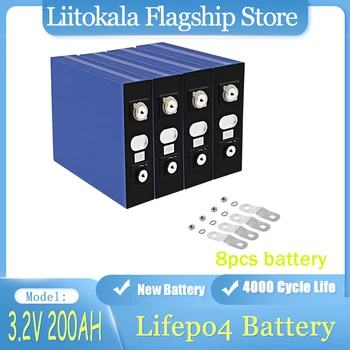 8шт LiitoKala 3,2 V 200AH Lifepo4 Аккумулятор Перезаряжаемый НОВЫЙ Литий Железо Фосфатный Аккумулятор DIY для Солнечной Энергетической Системы PV RV