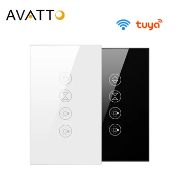 AVATTO Tuya WiFi Двойной Выключатель света для штор с электродвигателем, Рольставни/Жалюзи, Умный Домашний Переключатель, Работающий для Alexa, Google Home