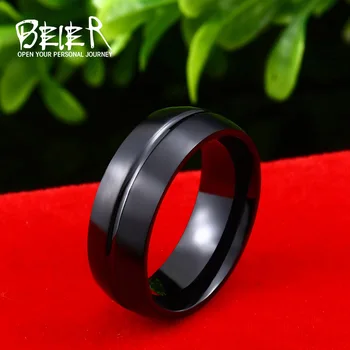 Beier new store Черное симметричное простое кольцо из нержавеющей Стали 316L для свиданий, высококачественные ювелирные изделия для мужчин и женщин LLBR-R100R
