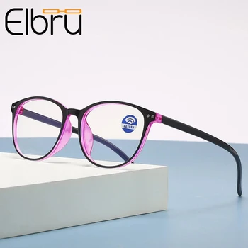 Elbru Анти-Синие Легкие Компьютерные Очки Для Чтения Женщины Мужчины Сверхлегкие Круглые Очки Для Чтения При Дальнозоркости +1.0 1.5 2.0 2.5 3 3.5 4 0