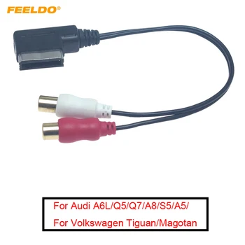 FEELDO 10шт Автомобильный Аудио Музыкальный Интерфейс MDI/AMI с 2-RCA Гнездовым AUX-кабелем Для Audi Volkswagen Skoda Провод Aux Адаптер #AM6213