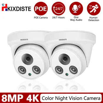 H.265 4K Полноцветная Камера Видеонаблюдения Ночного Видения POE Indoor Home IP Купольная Система Видеонаблюдения Аудио 8MP P2P