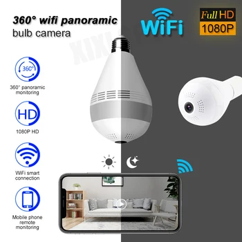 HD 1080P 360 LED wifi камера беспроводная Рыбий глаз Панорамная лампа видеонаблюдения ip-камера ночного видения домашняя безопасность CCTV baby