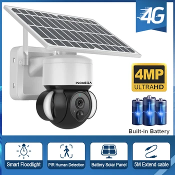 INQMEGA 4MP 4G/WIFI Солнечная камера с Батареей, Полноцветное Дневное и ночное Обнаружение Гуманоидов PIR, Видеонаблюдение