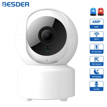 IP-камера BESDER 4MP Радионяня Двухстороннее аудио Мини PTZ WiFi Камера Для помещений Камеры видеонаблюдения IP-камеры Безопасности