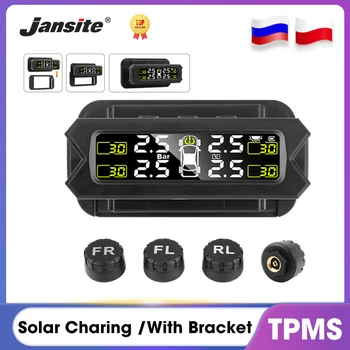 Jansite Автомобиль TPMS Сигнализация давления в шинах Система Мониторинга Заряда Солнечной энергии TPMS Добавить Кронштейн Регулировки яркости IP68 Водонепроницаемый