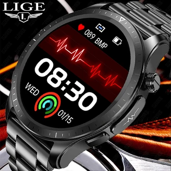 LIGE 2023 ЭКГ + PPG Уровень Глюкозы в крови Смарт-Часы Мужские Температура тела Кровяное Давление Часы Здоровья IP68 Водонепроницаемые Умные Часы Для Мужчин