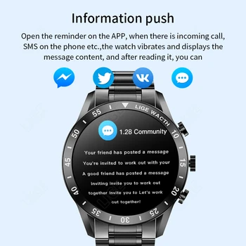 LIGE Bluetooth Вызов Смарт-Часы Для Мужчин, Будильник для измерения артериального Давления, Спортивные, Фитнес-Водонепроницаемые Музыкальные Мужские Смарт-Часы Для Android IOS 1